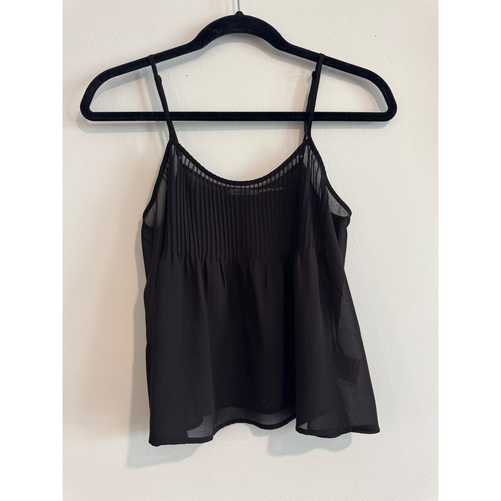Kimchi Blue Pleated Sheer Camisole‎ Womens Small Black Adjustable Straps
